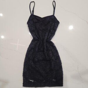 Rare Urban Outfitters Sz XS Black Lace Mini Dress Floral Grunge Goth Club LBD